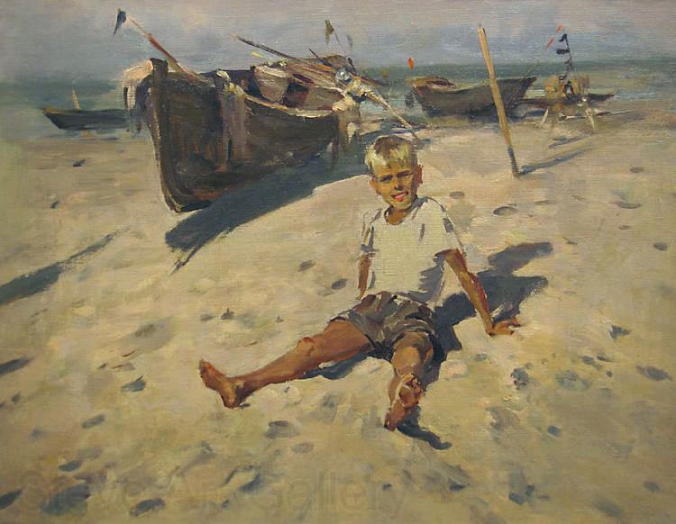 unknow artist Russov-Lev-Boy-and-Sea-rus13bw Spain oil painting art
